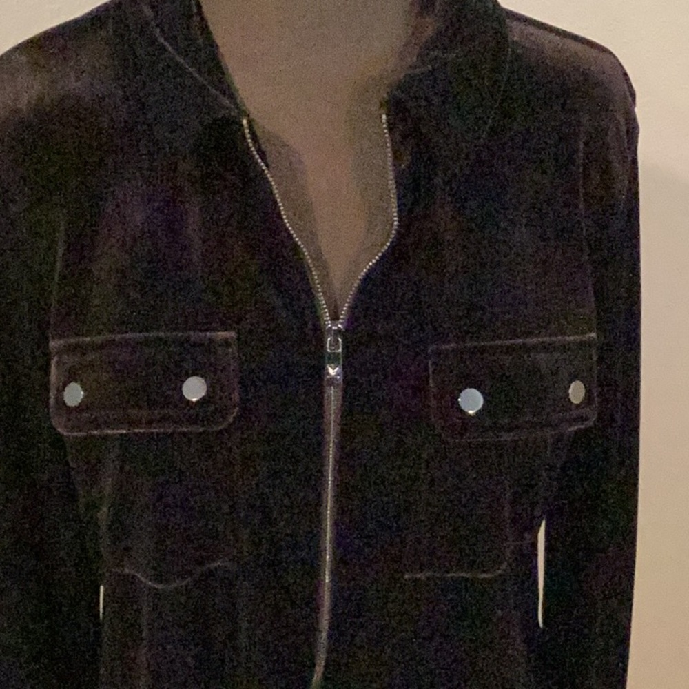 Holiday zip up black velvet jacket